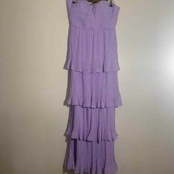 NWT Azazie Atelier Ruffled Tiered Isla Lilac Bridesmaid Maxi Dress - Size 8 - Picture 3 of 8